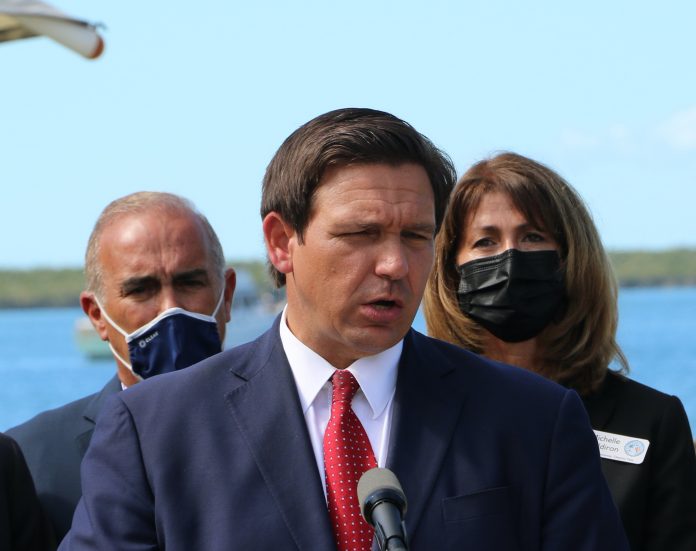 <p></noscript><p>Florida Governor Ron DeSantis speaks at a press conference in Monroe County in January, 2021.</p></p><p>PHOTO COURTESY MONROE COUNTY BOARD OF COUNTY COMMISSIONERS</p>