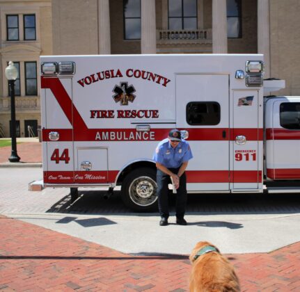 volusia county fire rescue calls dog over